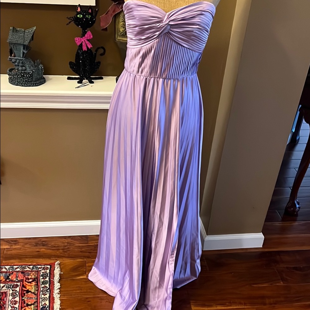 AMUR Purple Ruched Tiered Gown